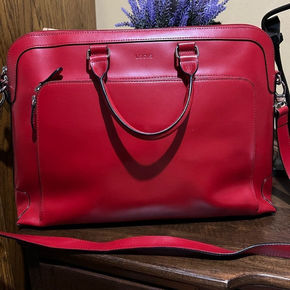 Lodis Handbags - Lodis Brera Leather Briefcase Red